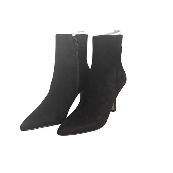 NIB! Lisa Vicky Art Pointed Toe Black Stiletto Heel Suede Bootie - Size 8 - Picture 7 of 12